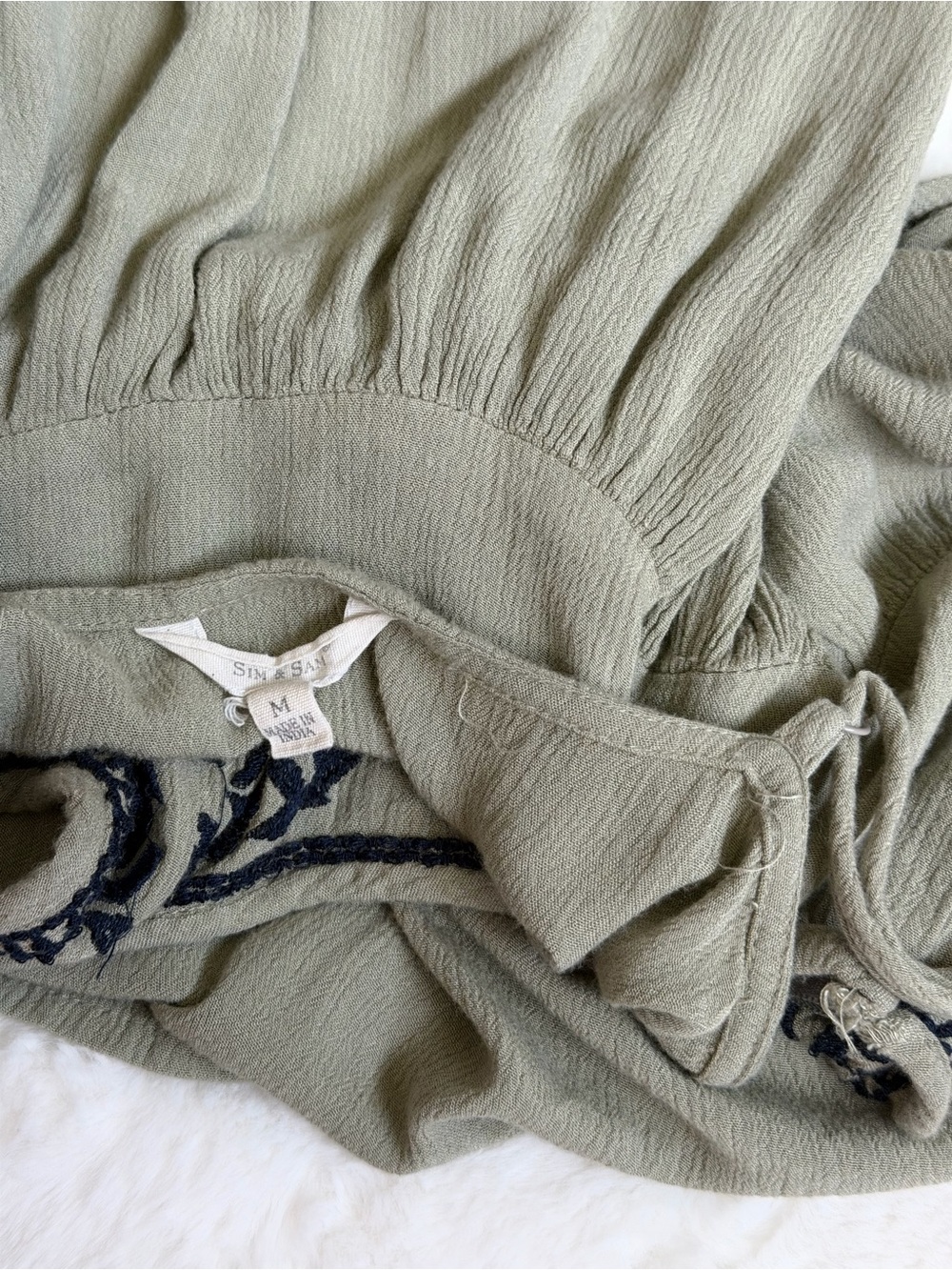 Olive Green Embroidered Tank Top - Picture 5 of 5